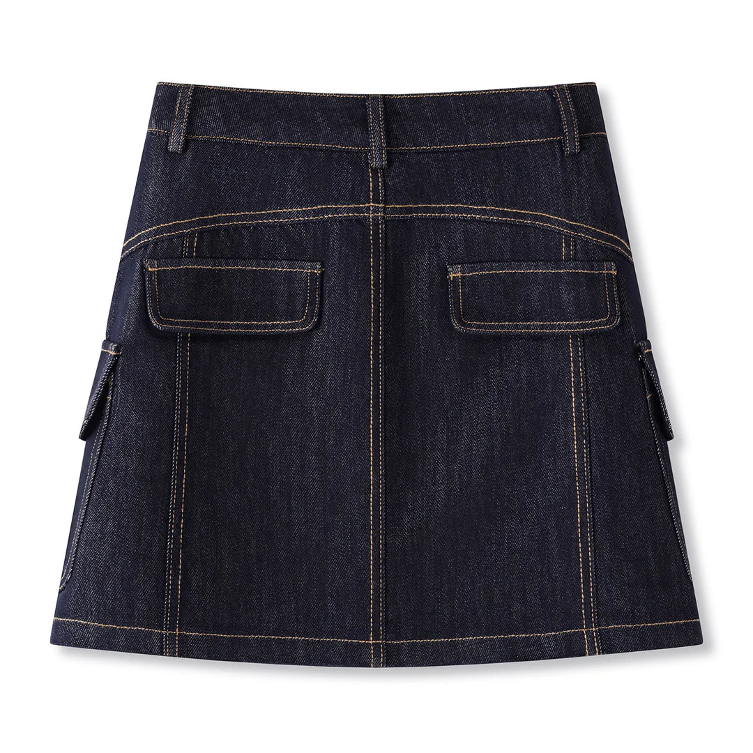 Stylish High Waisted Blue Denim Mini Skirt