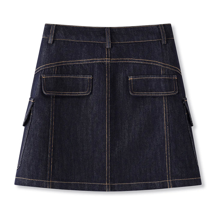 Stylish High Waisted Blue Denim Mini Skirt