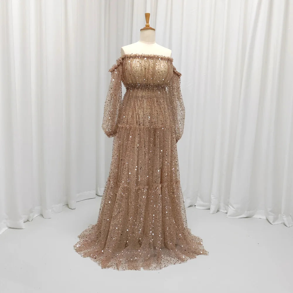 Alluring Pearl Sequins Maternity Dress