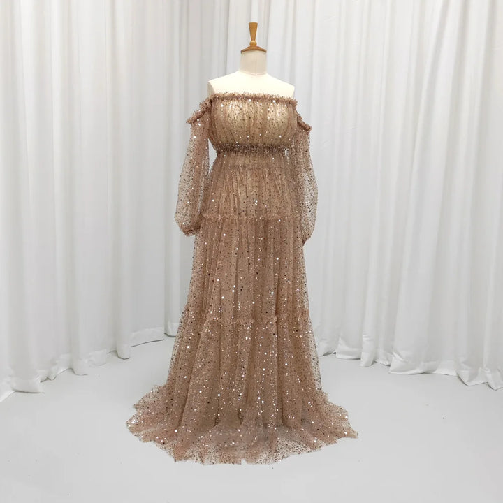 Alluring Pearl Sequins Maternity Dress