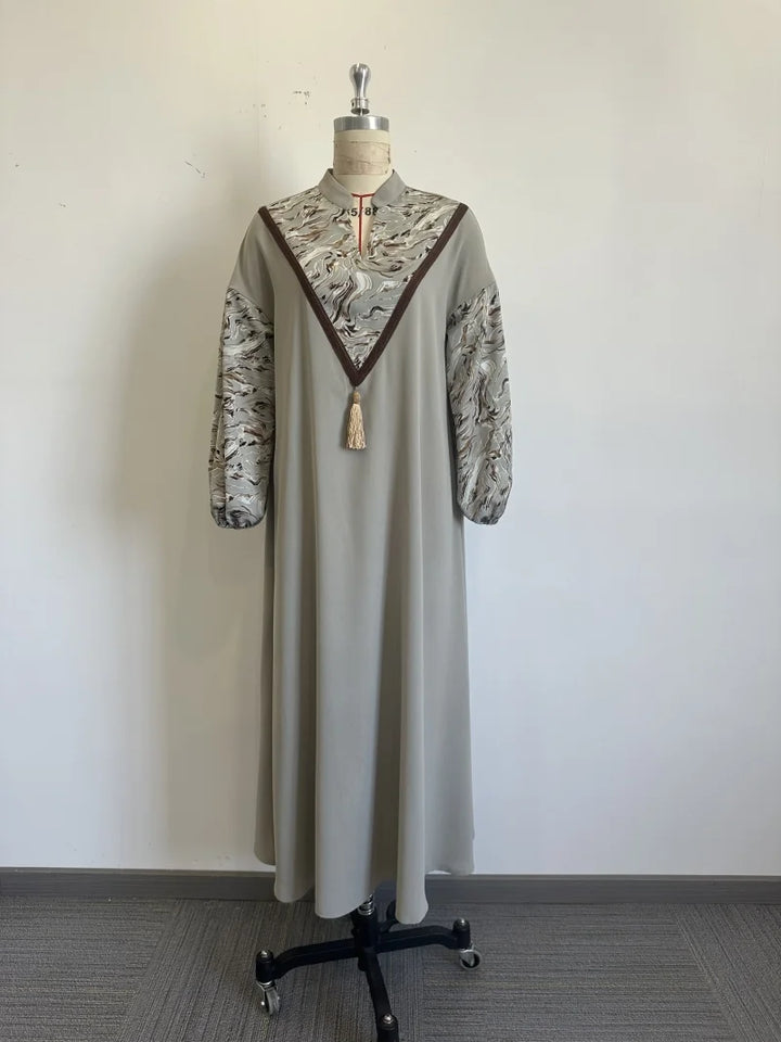 Modest Loose Print Abaya Dress