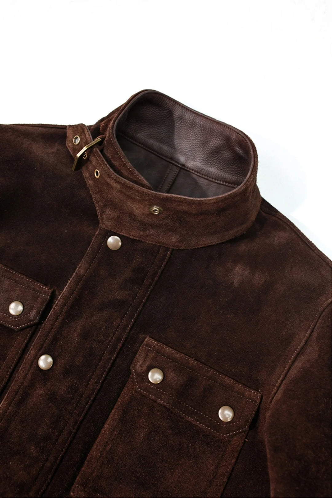 Multi-Pockets Leather Suede Safari Coat