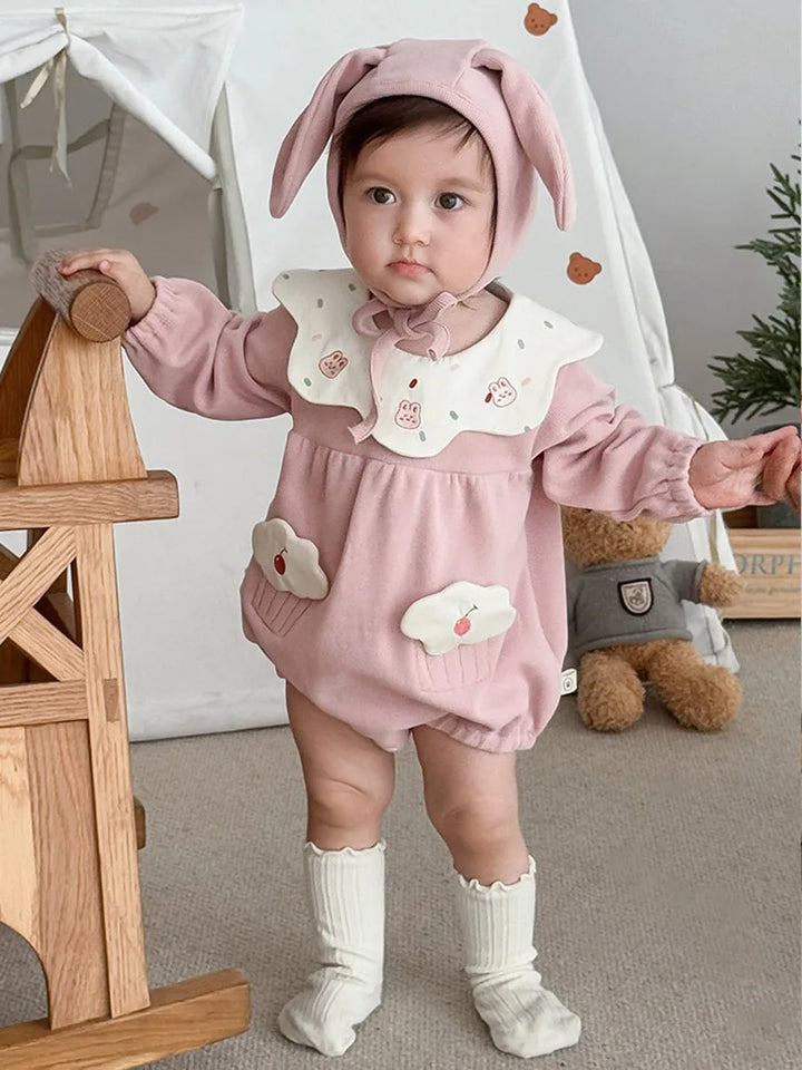 Classic Dots Embroidery Baby Girl's Jumpsuit