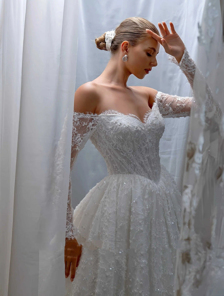 Sweet Off Shoulder Wedding Ball Gown