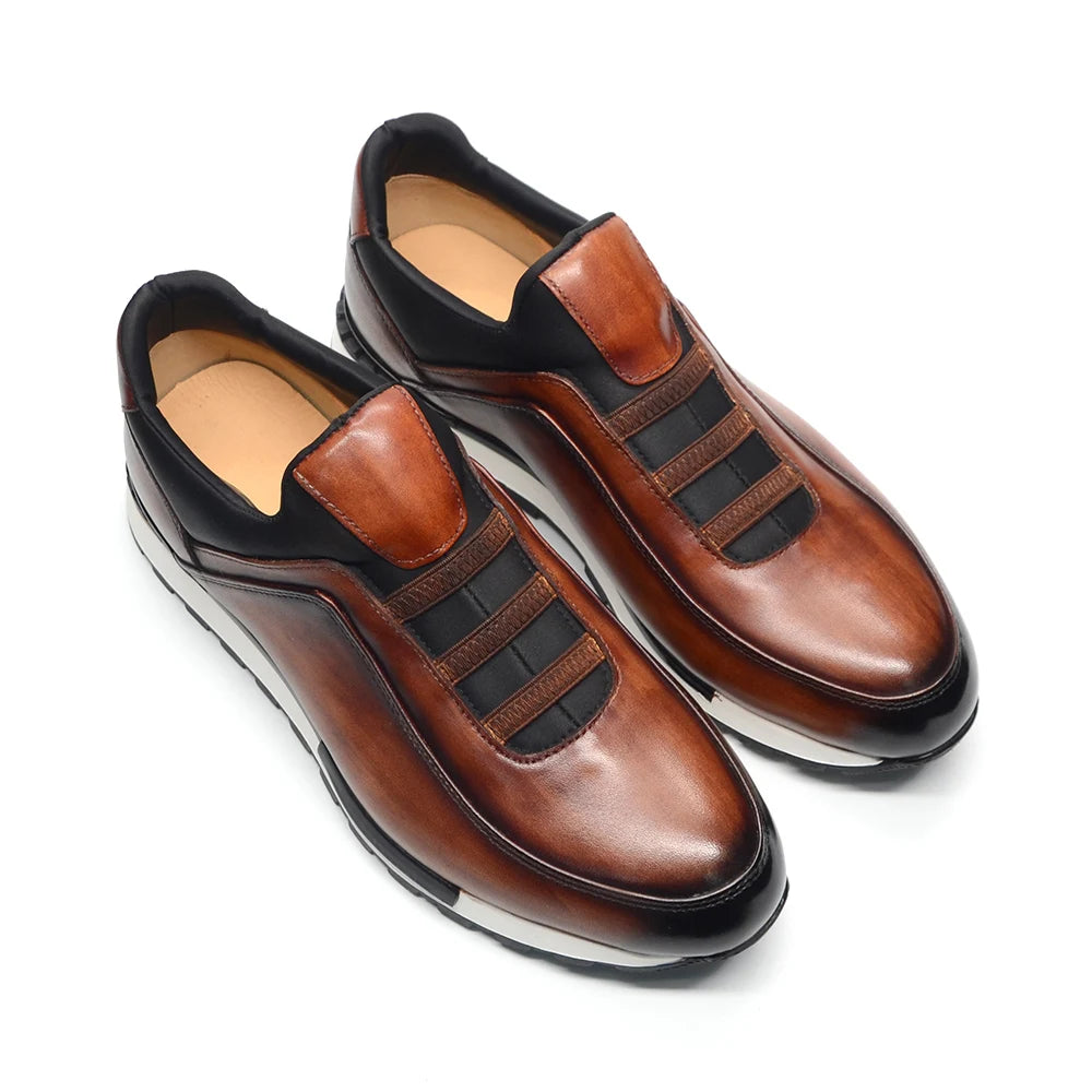 Luxury Elastic Band Leather Sneakers