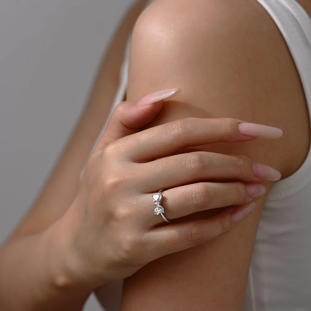 Stunning Heart Bowknot Moissanite Ring