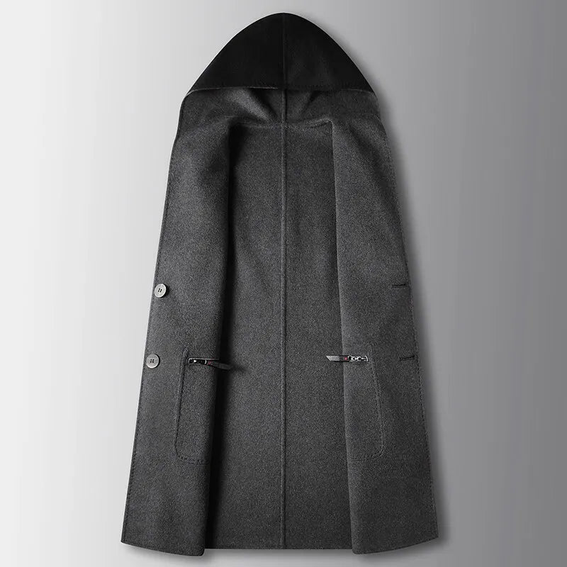 Magnificent Hooded Woolen Overcoat
