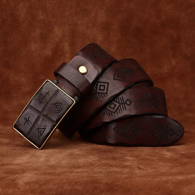 Stunning Engraved Leather Belt