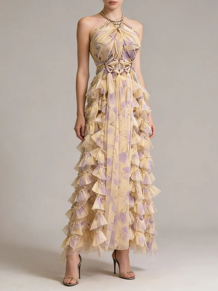 Alluring Spliced Ruffles Folds Dress