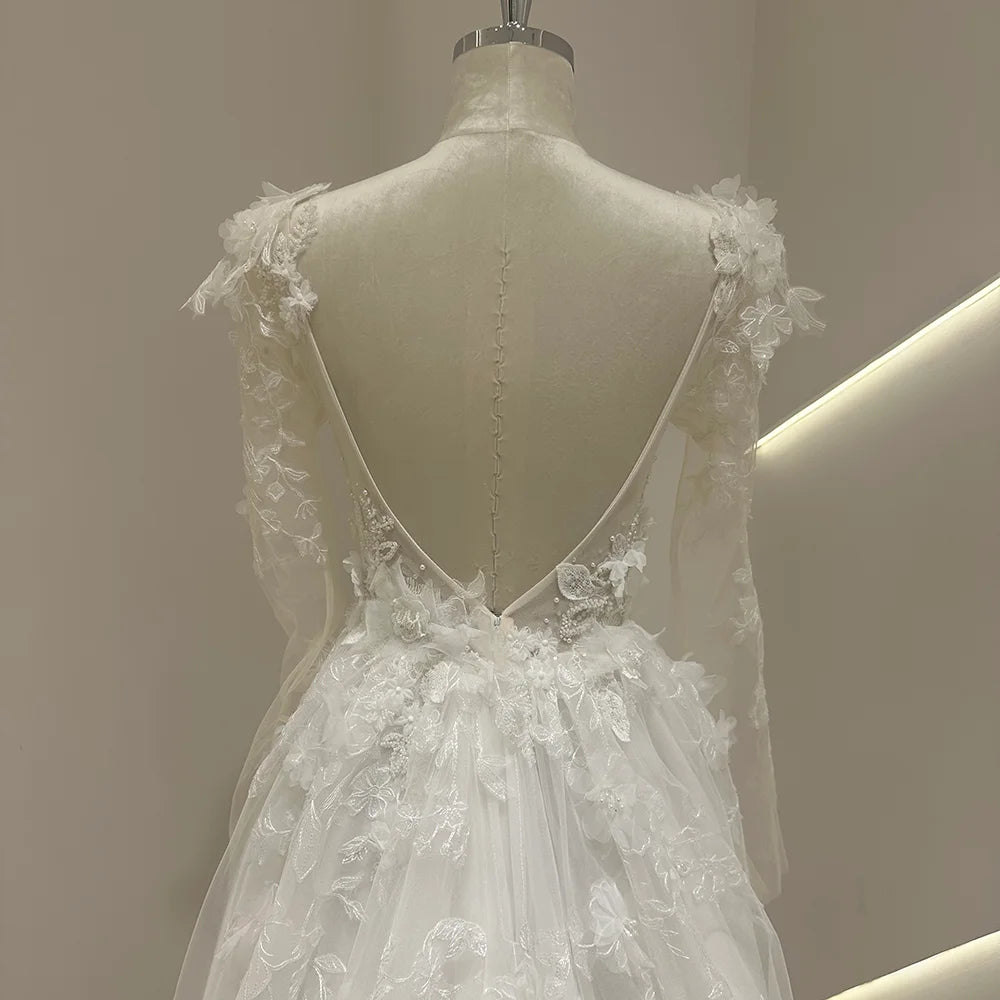 Beautiful Beading Zipper Wedding Gown