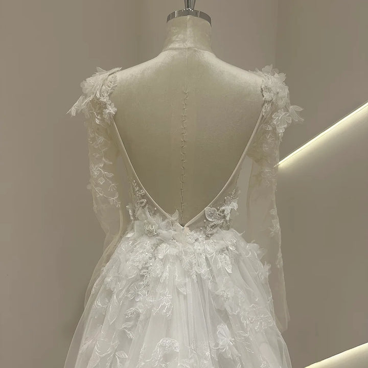 Beautiful Beading Zipper Wedding Gown