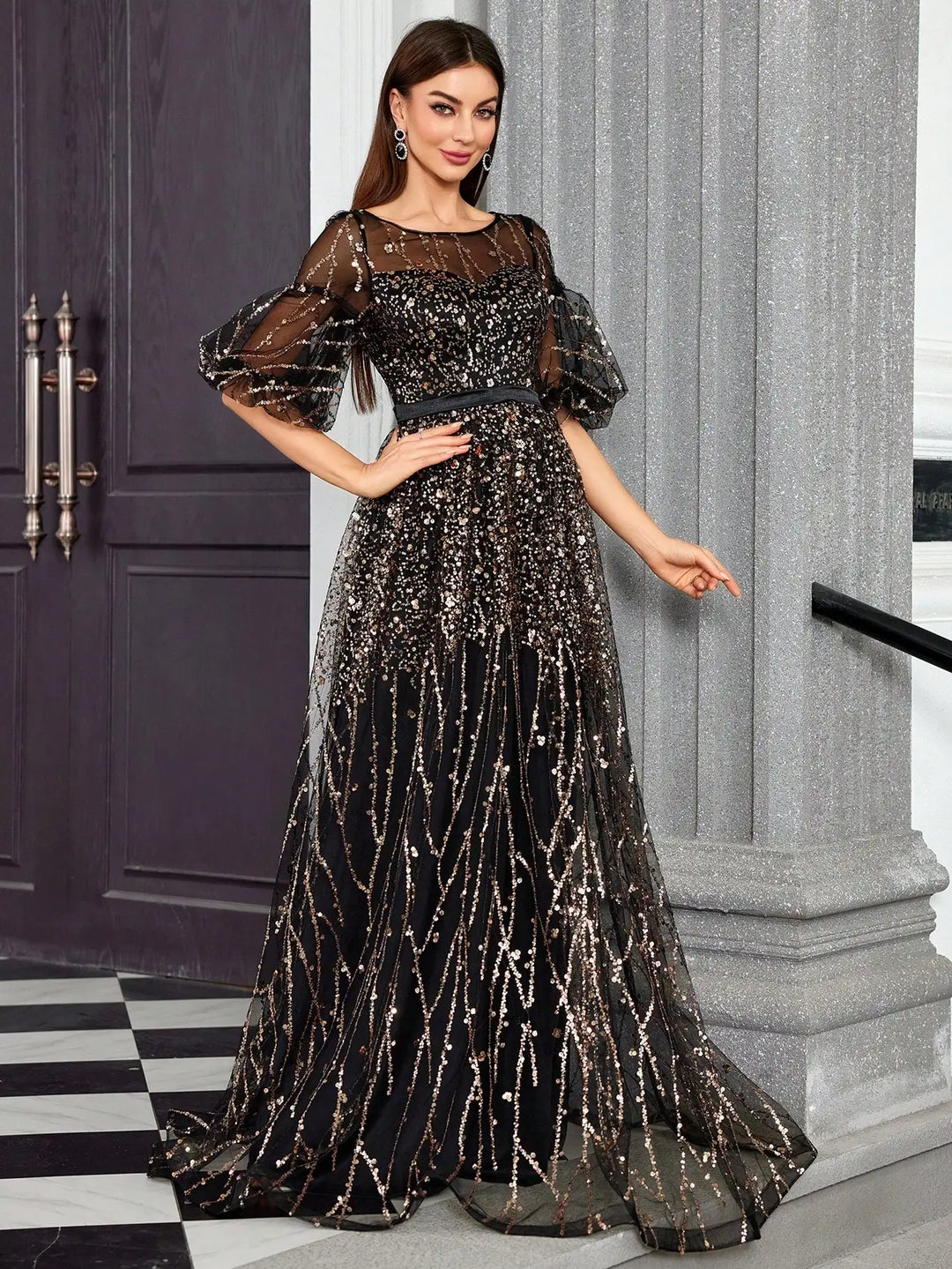 Sweet Semi-transparent Evening Party Dress