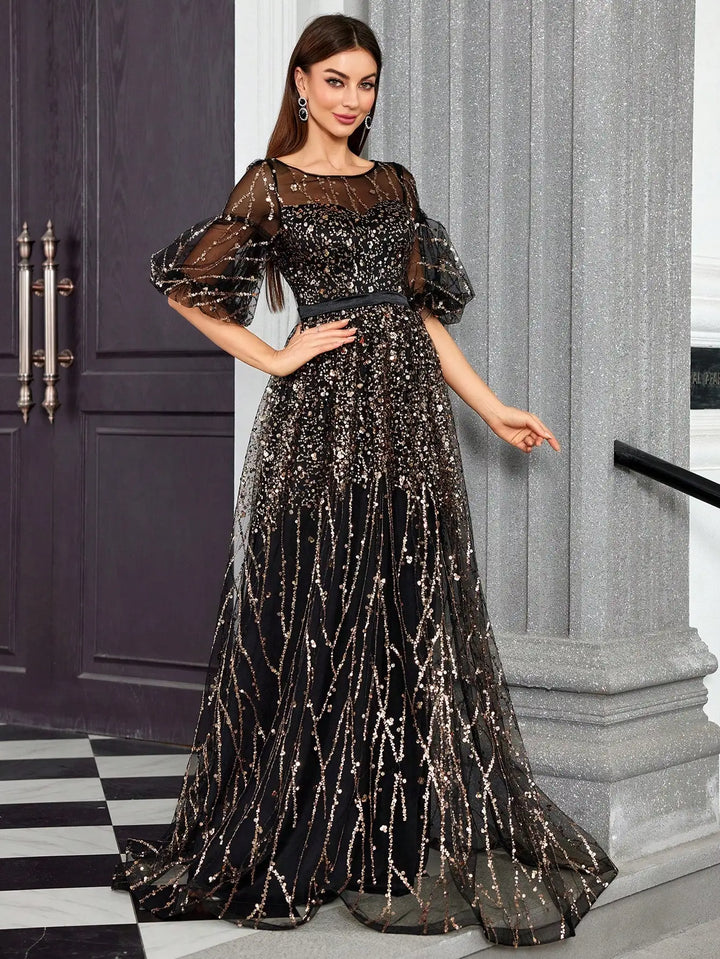 Sweet Semi-transparent Evening Party Dress