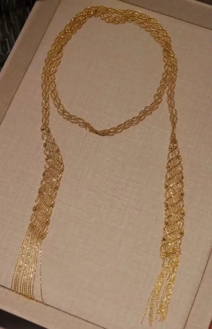 Unique Tiny Bead Ribbon Necklace