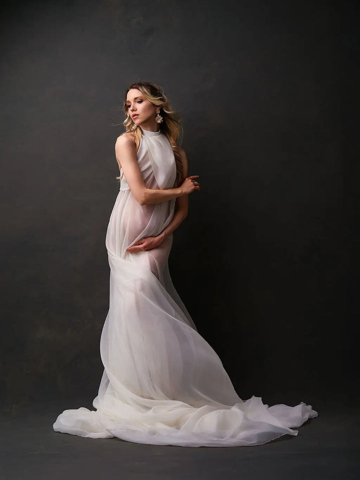 Graceful See Through Maternity Gown