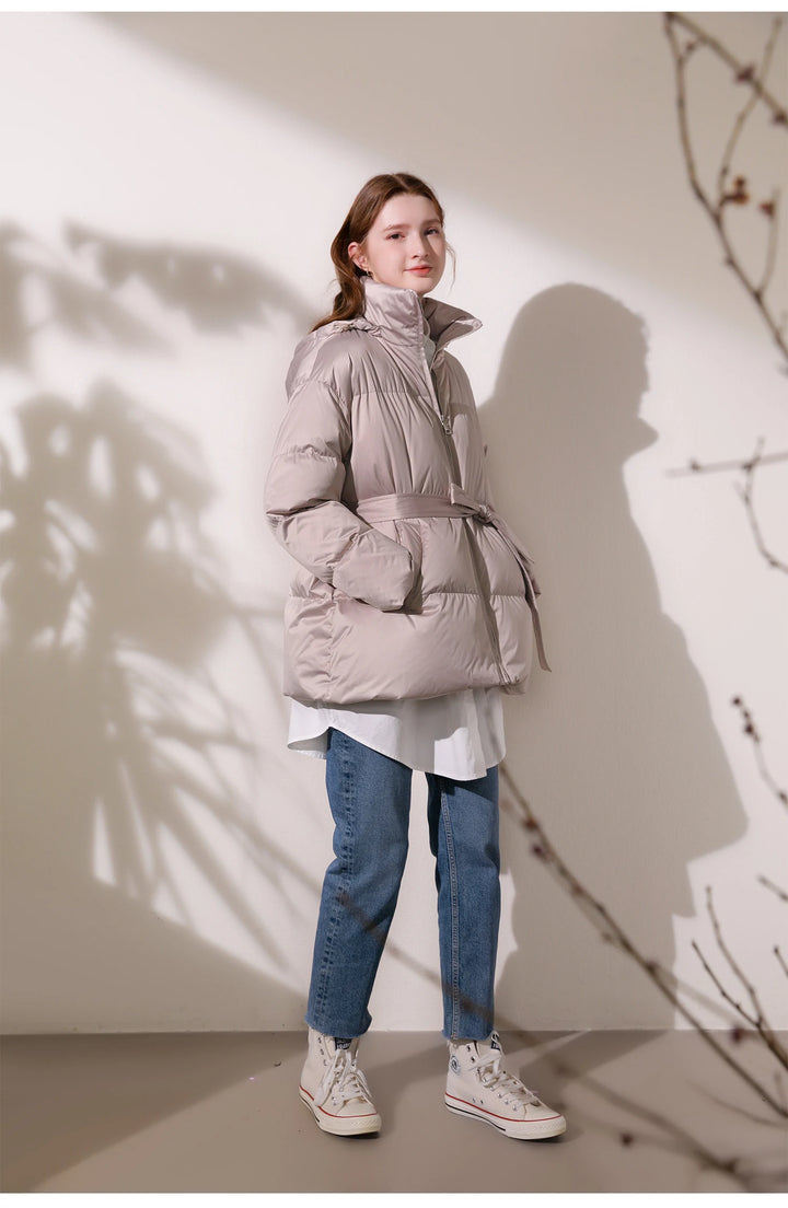 Belted Puffy Short Down Jacket