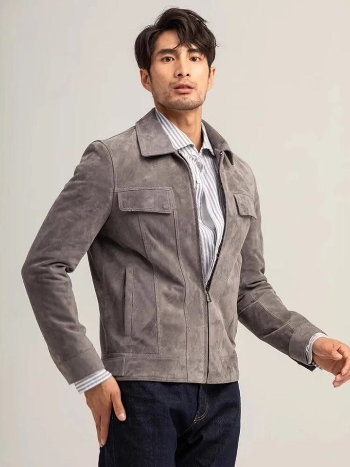 Tailored Fit Men's Suede Leather Jacket