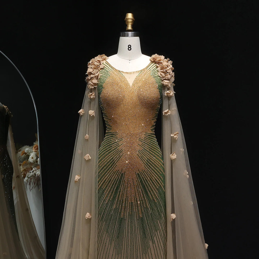 Richness Of Arabic Cape Sleeves Evening Dress