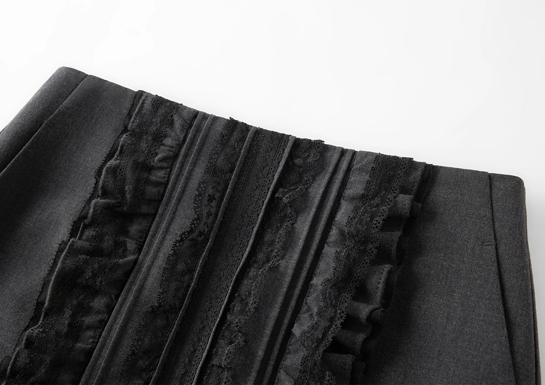Charming Lace Trim Midi Skirt