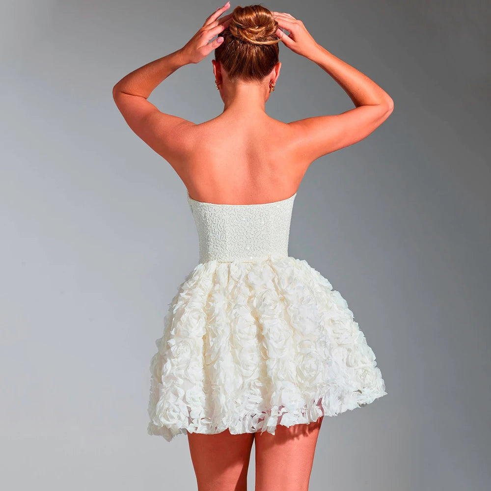 Sweet Open Back Short Bridal Dress