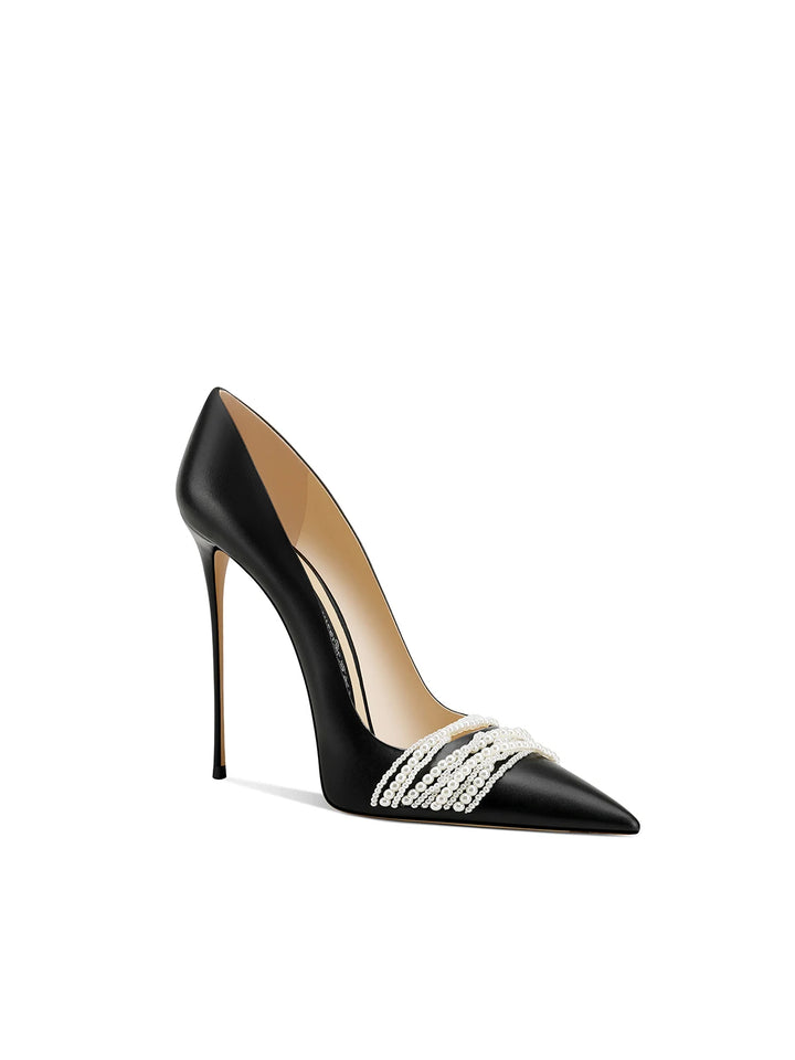 Lovely Pointed Toe Leather Heels