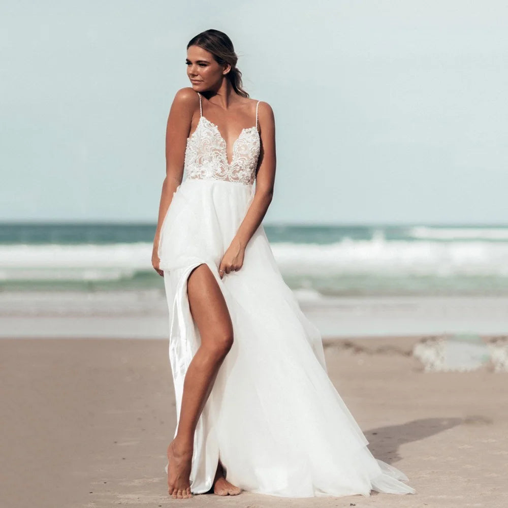 Regal High Slit Bridal Gown