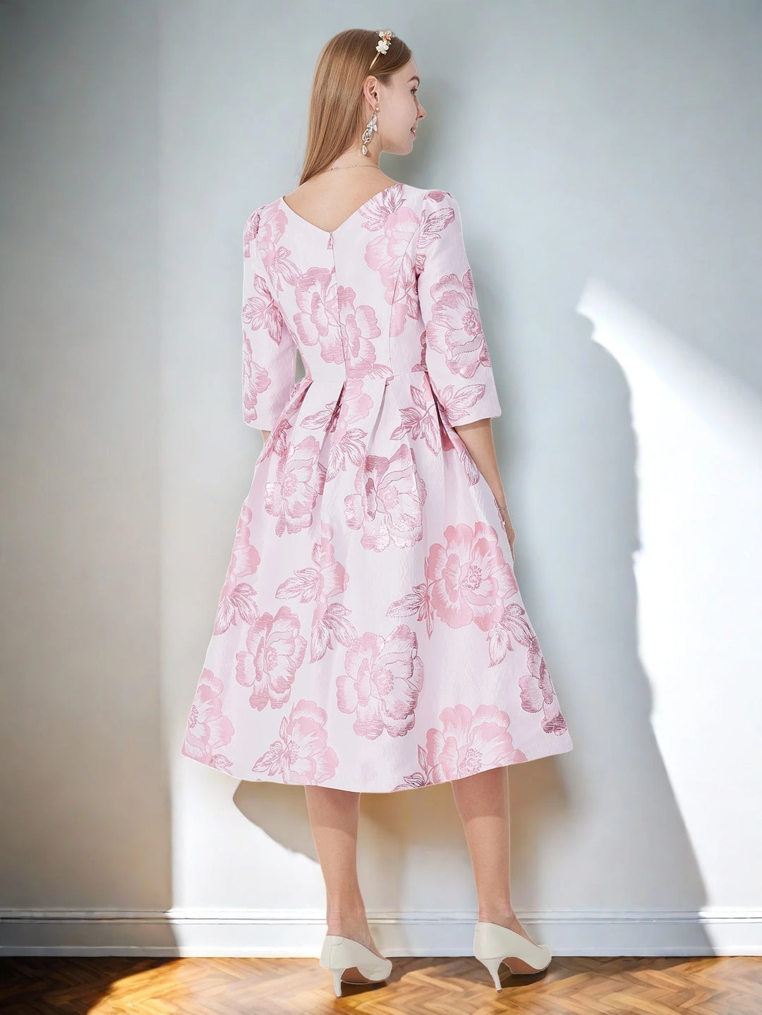 Luxury Floral Jacquard Party Dress