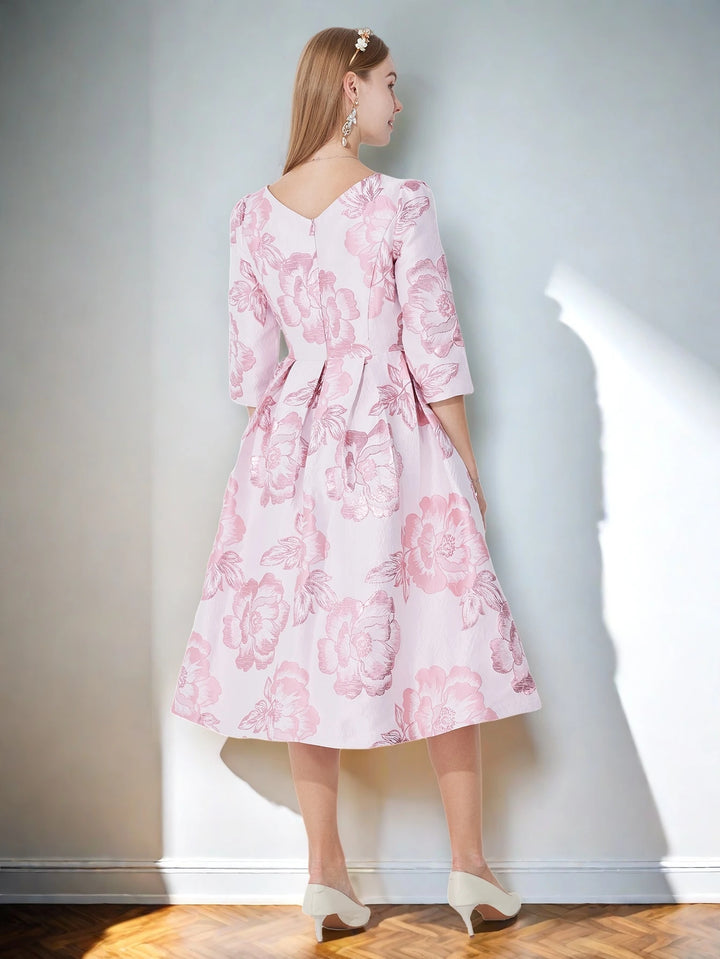 Luxury Floral Jacquard Party Dress