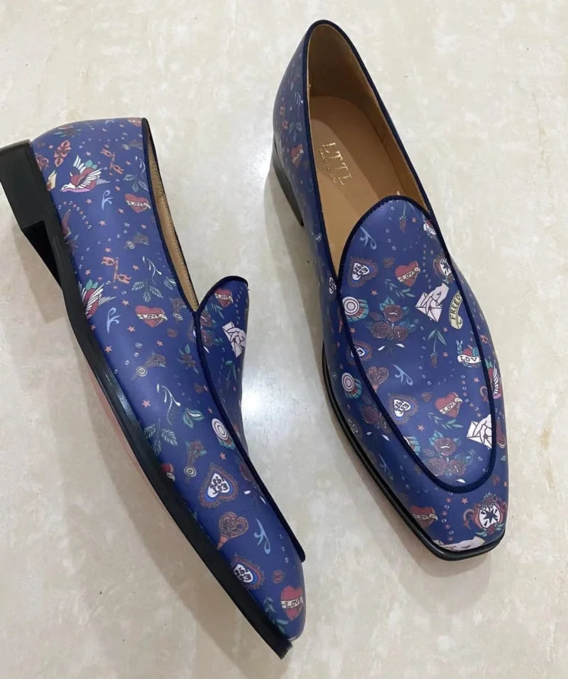 Stylish Printed Fabric Loafers Shoes