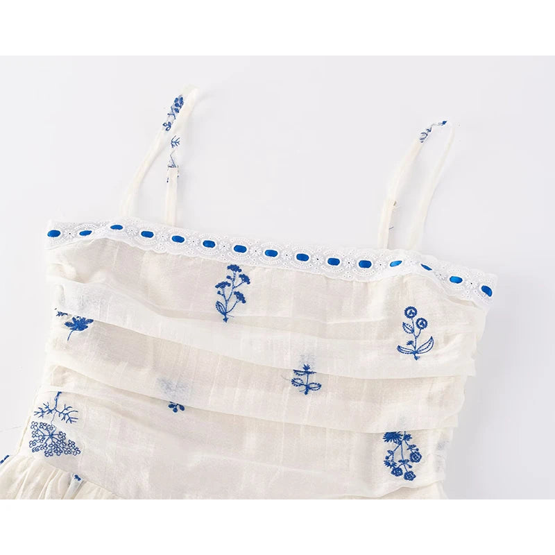 Regal Floral Embroidery Fit And Flare Sling Dress