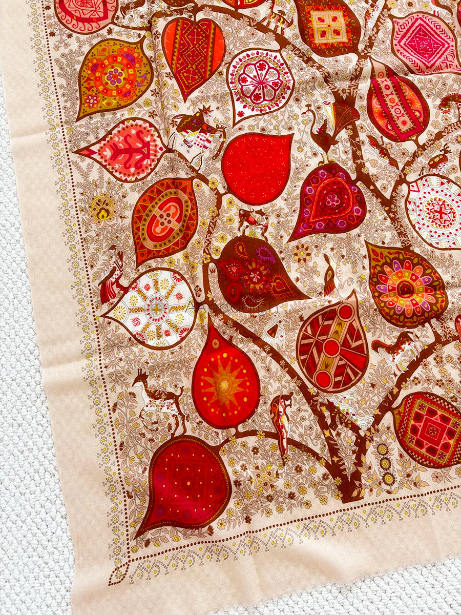 Oversized Printed Cashmere Tassels Scarf