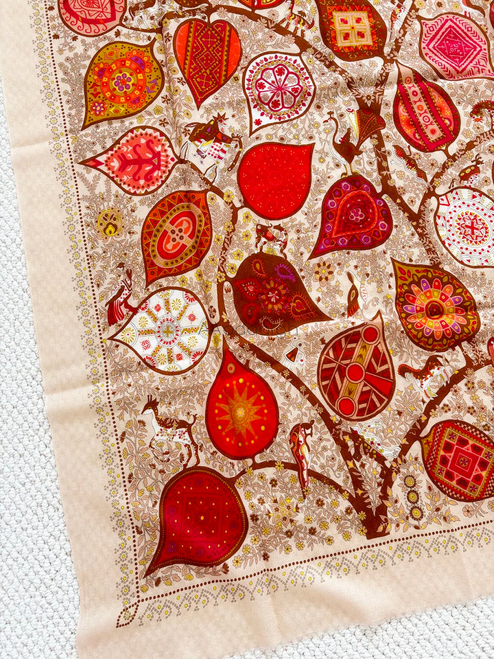 Oversized Printed Cashmere Tassels Scarf