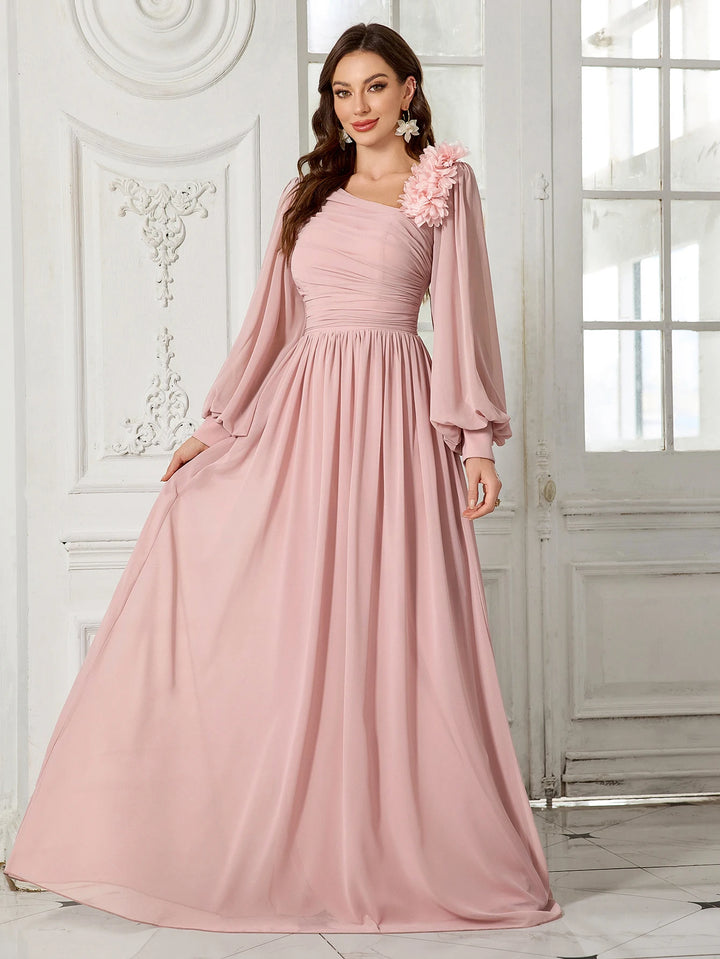 Embellished Neckline Bridesmaid Dress