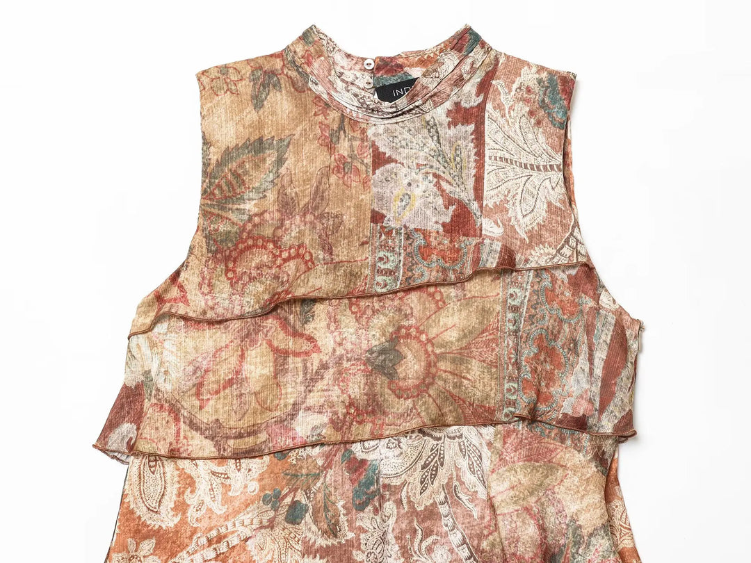 Effortlessly Floral Print Ruffles Layered Dress