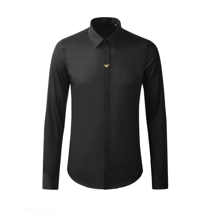 Versatile Gold Bee Embroidery Casual Shirt