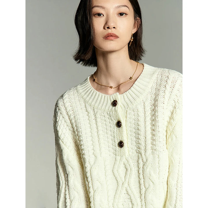 Rhombic Twisted Flower Pullover Sweater