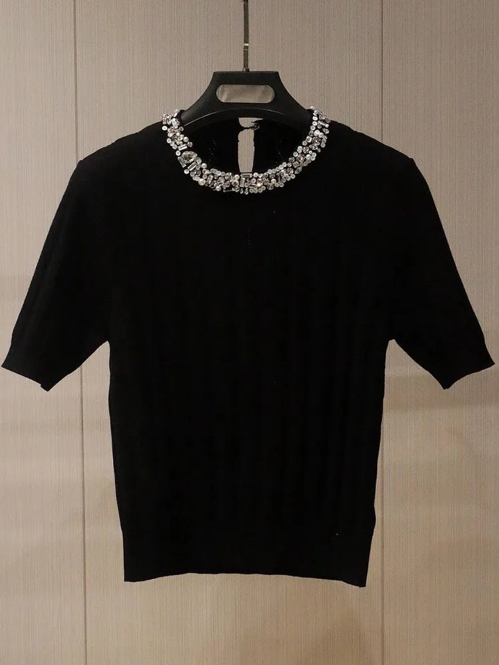 Elegant Diamond Knit Pullover Top