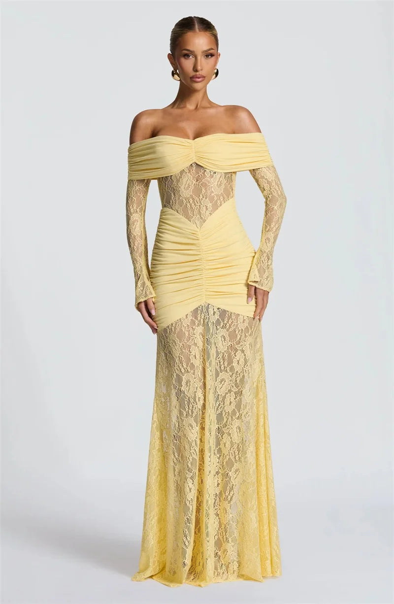 Beauteous See Through Strapless Maxi Dress