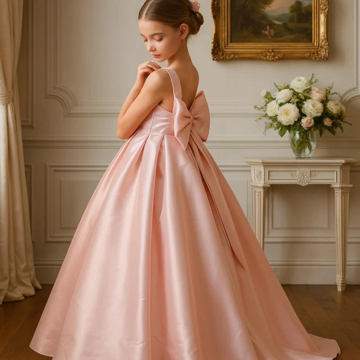 Classic Bow Strap Little Bridesmaid Ball Gown