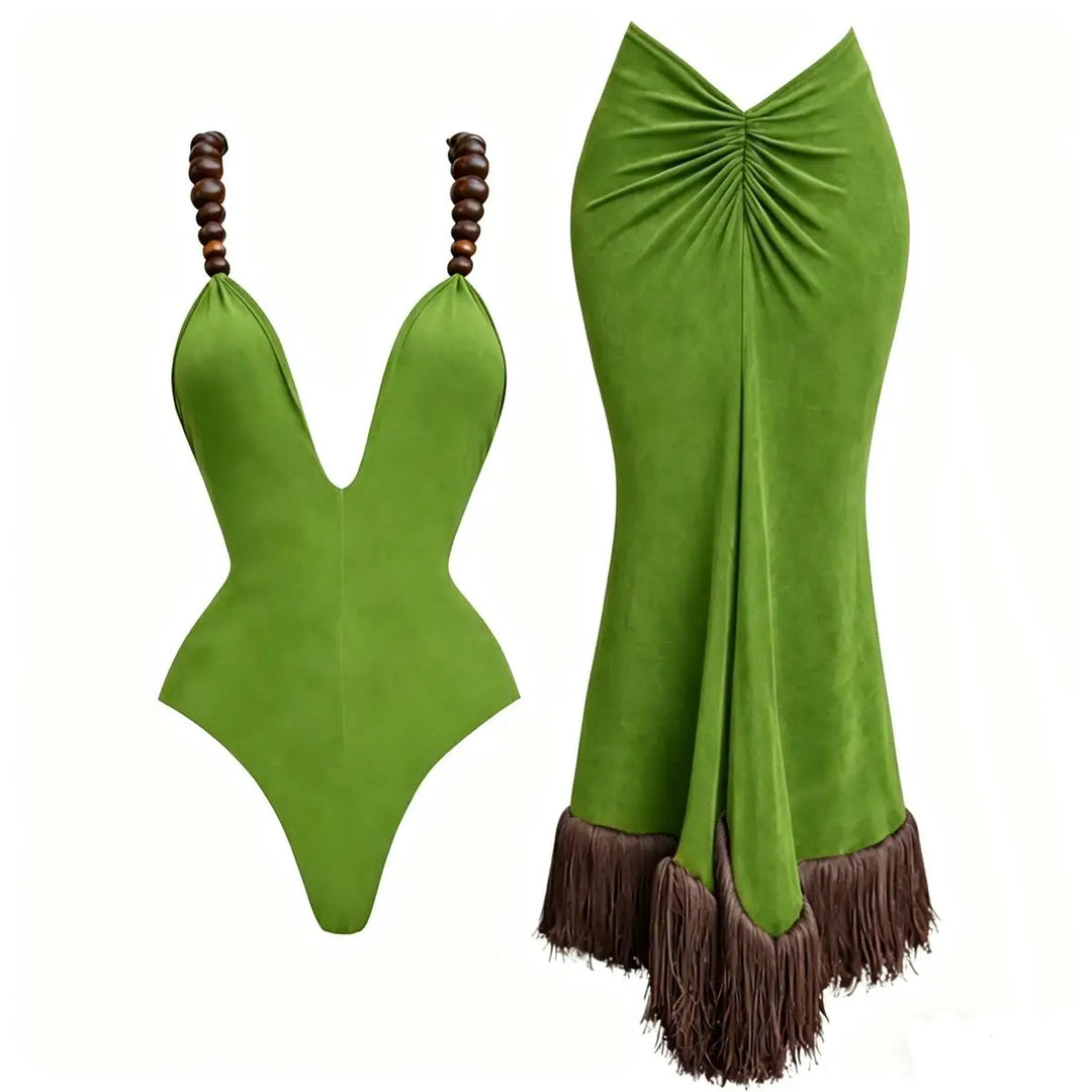 Stylish Beaded 2 Pieces Bikini Set