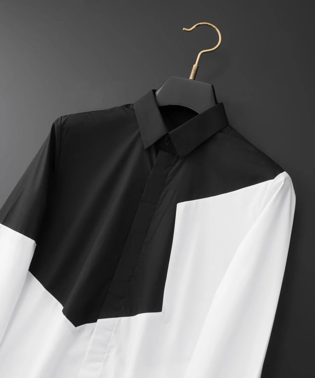 Black and White Stitching Men's Shirt