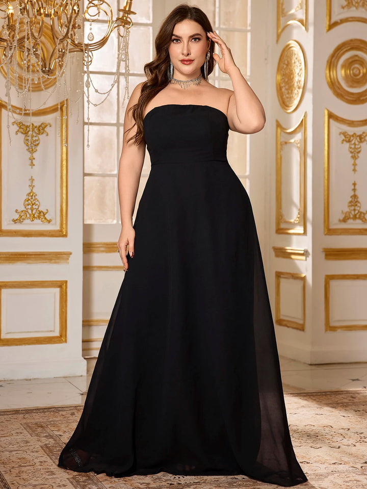 Refined Tube Top Cape Sleeves Dress