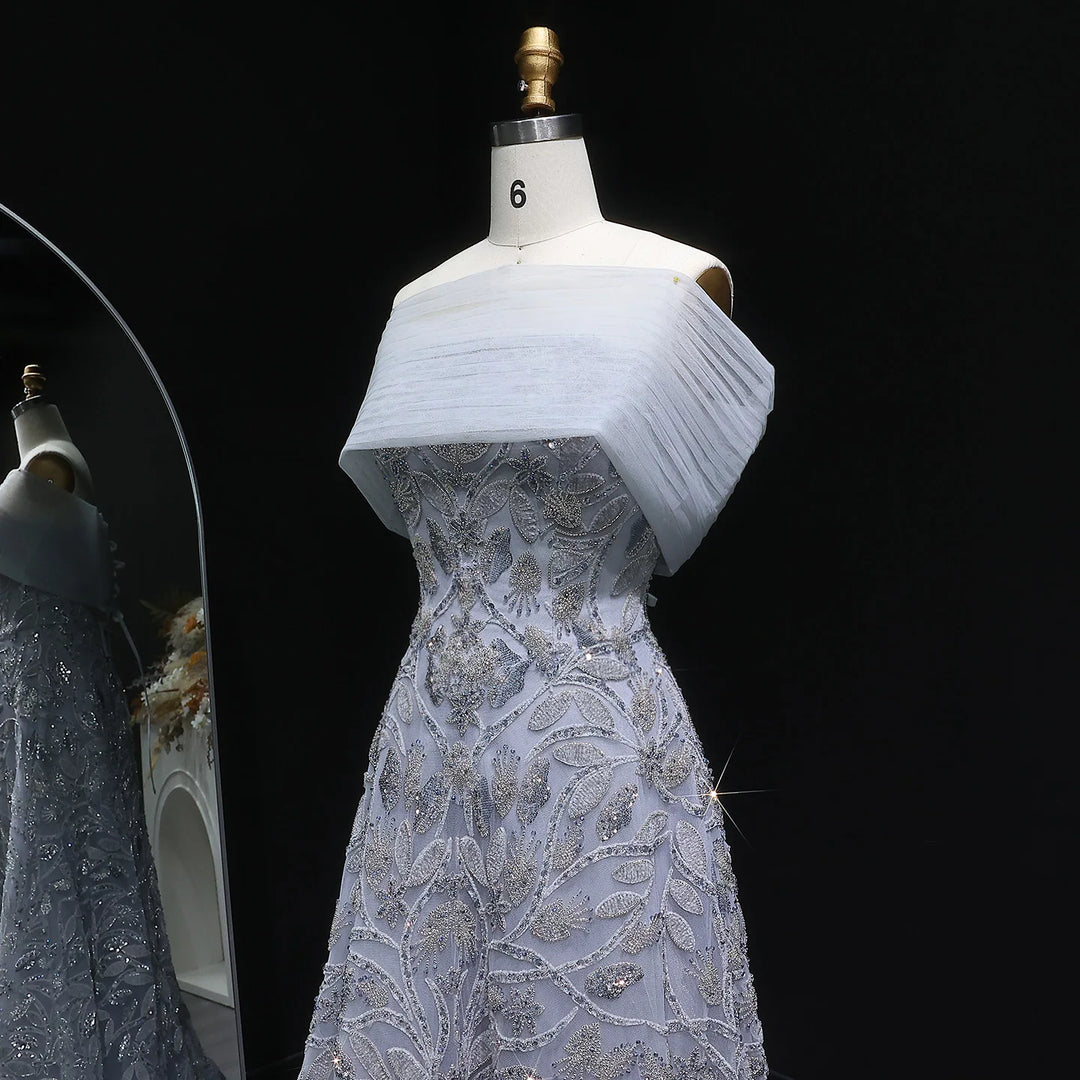 Modern Off-Shoulder Artisan Evening Gown