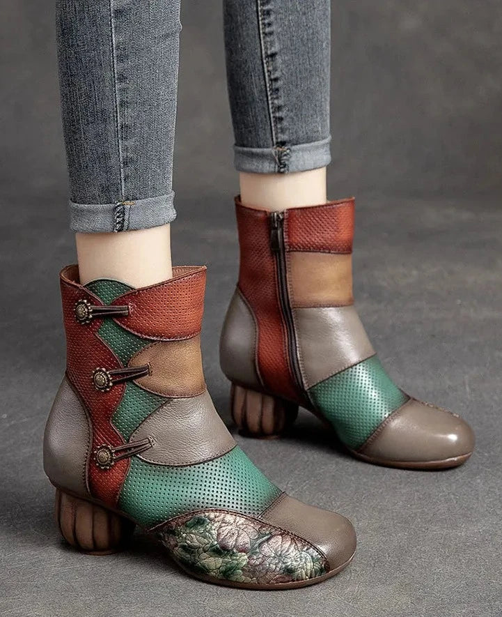 Ethnic Printed Ankle Boots