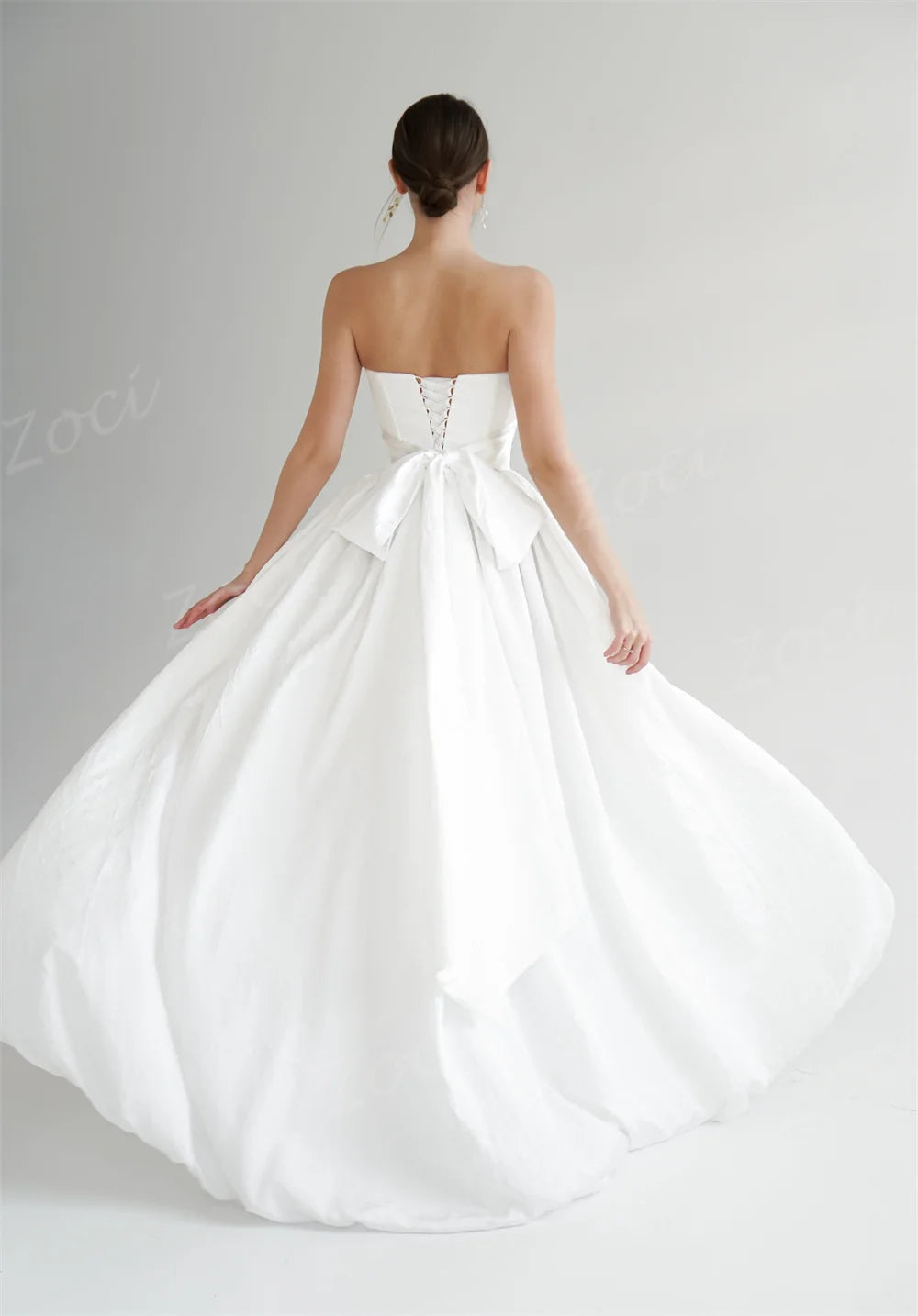 Modern Strapless High-Low Bridal Dress