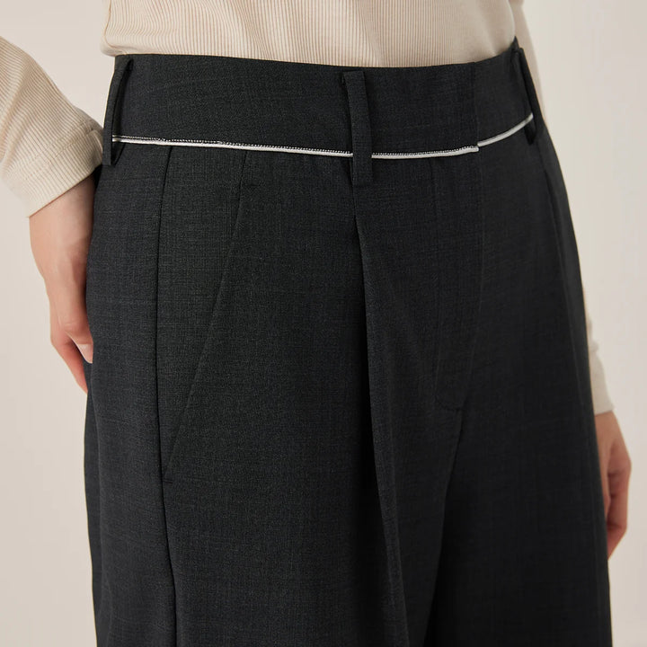 Classic Front Pleated Wool Blend Pants