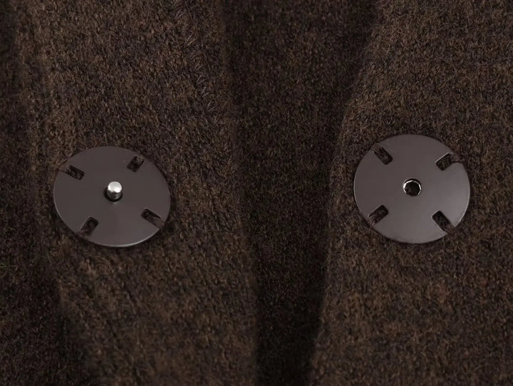 Artificial Fur Spliced Knitted Cardigan