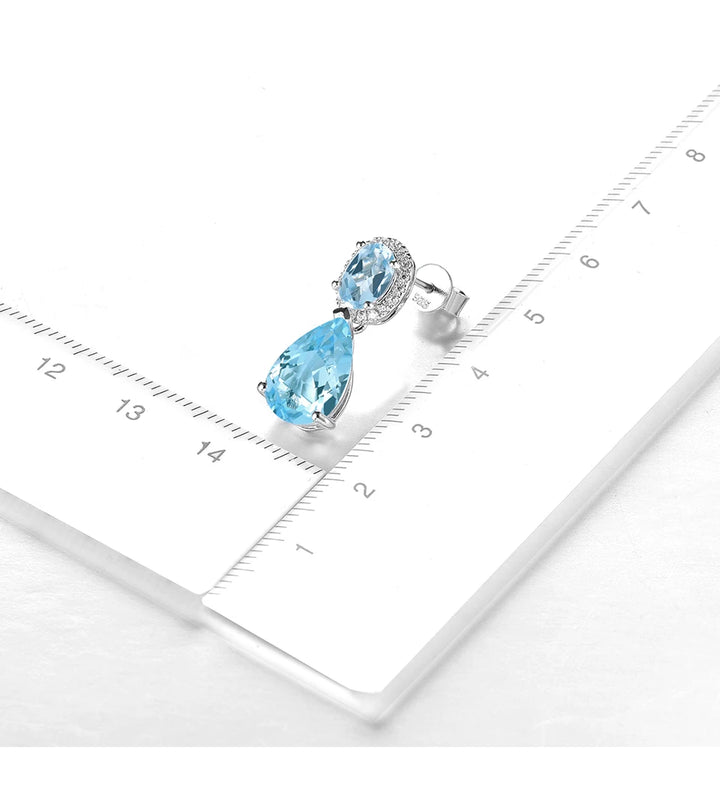 Genuine Blue Topaz Sterling Silver Stud Earring