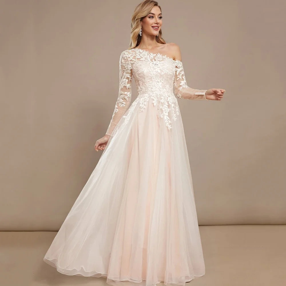 Sweet Illusion Sleeves A-Line Bridal Dress