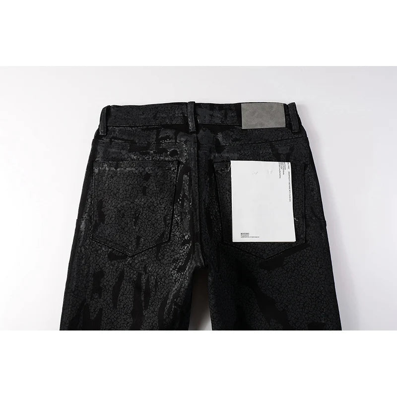 Edgy High Street Black Coated Jeans Pants
